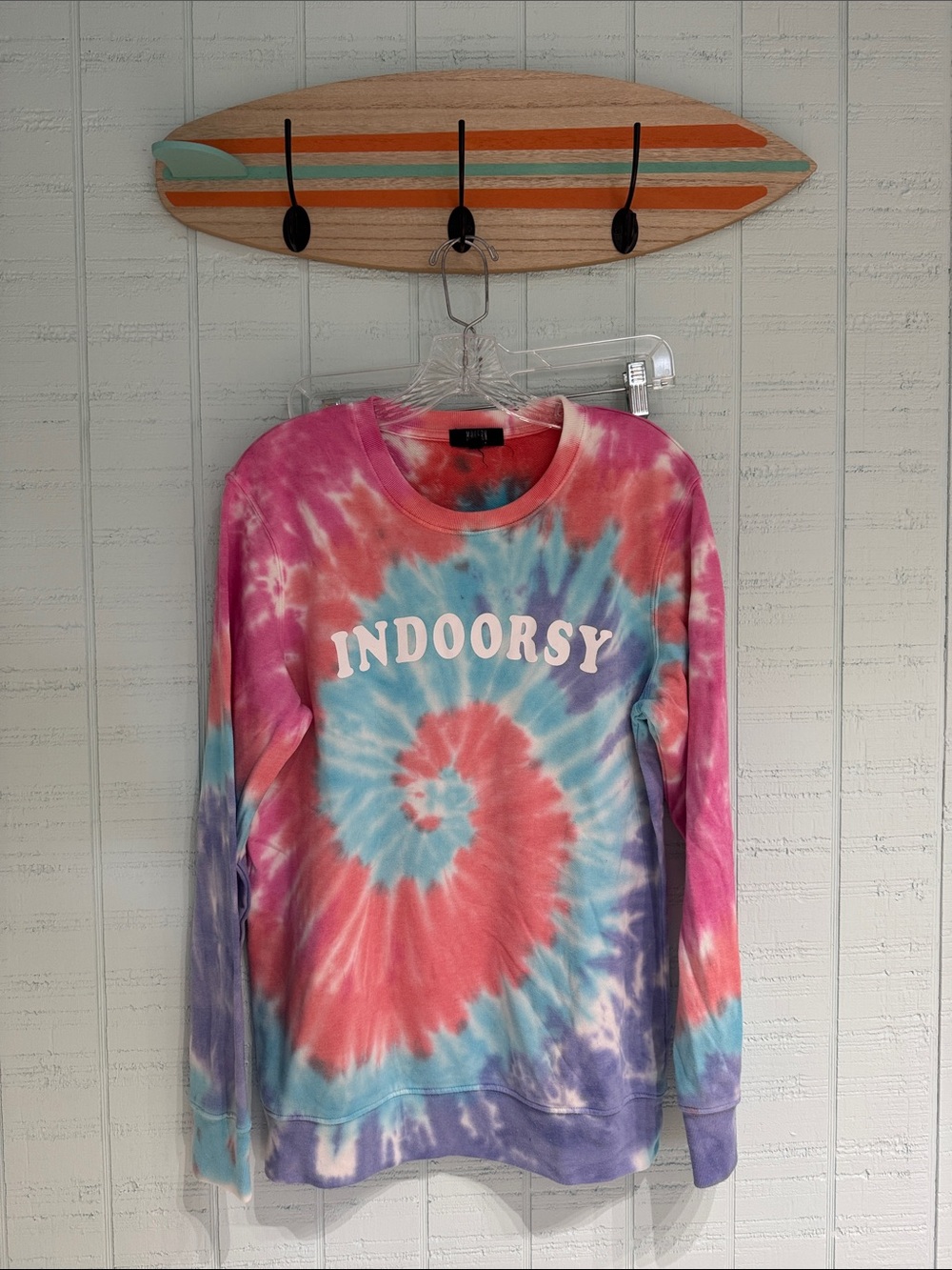 Indoorsy Women's Tie-Dye Crewneck Sweatshirt - Pink/Blue/Purple